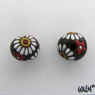 white daisies on dark clay