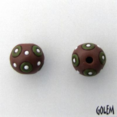 green circles on terracotta