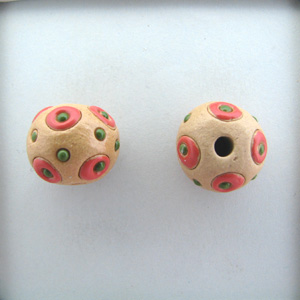 coral circles on tan