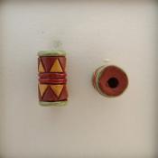 Yellow circles/red lines on terracotta