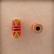 Orange & yellow triangles, tube bead