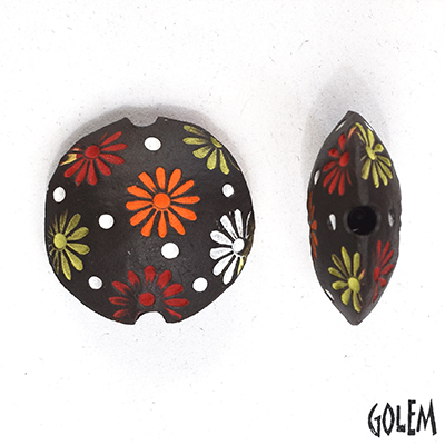 Flowers, dark clay, lentil size M