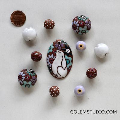 Happy Bunny, pendant & matching beads