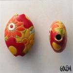 Flowers, stoneware almond bead size M
