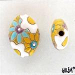 Flowers, stoneware almond bead size M