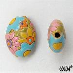 Pink Flowers, almond bead size M