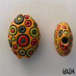 Cool Bubbles, Orange, stoneware almond bead size M