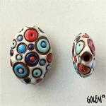 Cool Bubbles, White, Blue & Red, almond bead sizeM
