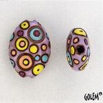 Cool Bubbles, Pink, Yellow, almond bead size M