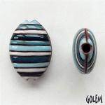 Funky Stripes, Blue & White, almond bead size M