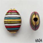 Funky Stripes, Red, Blue, Green,almond bead size M