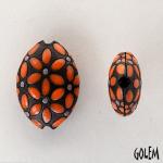 Leaves & Dots, Orange & Purple, almond bead size M