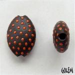 dark clay, size M, orange polka dots