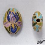 Blue Irises - almond bead, Size M