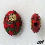 Dandelion, Red, almond bead size M