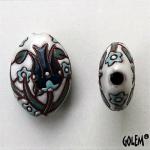 Blue Tulips, White - almond bead, Size M
