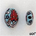 Red Tulips on Light Blue - almond bead, Size M