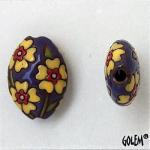 Blooming Hearts on Purple, almond bead size M