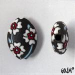 Blooming Hearts, White on Dark, almond bead size M