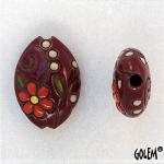 Vintage Flowers, Wine, almond bead size M