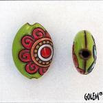 Flower mandalas-Red,Green,Blue, almond bead size M