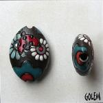 Daisies & ladybugs, dark almond bead size M