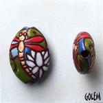 Dragonfly & Lotus, almond bead size M