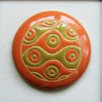 Cabochon - Wave, Orange & Olive