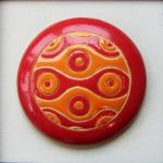 round cabochon, red & orange