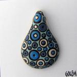 drop shape, blue & white bubbles