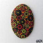 large oval, green/orange bubbles