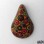 drop shape, green/orange bubbles