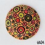 Round dommed pendant, green/orange bubbles
