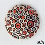 Round dommed pendant, grey/red bubbles