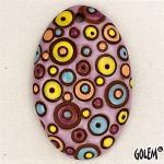 Domed oval pendant, pink/blue/yellow