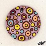 Round domed pendant, pink/blue/yellow