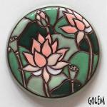 Lotus flowers - large round cabochon