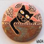 Naughty tomcat - large round pendant