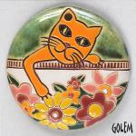 Naughty tomcat - large round pendant