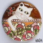 Naughty tomcat - large round pendant