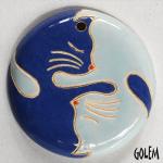 Yin & yang kitties, large round pendant