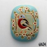 rectangle cabochon, bird