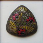 triangle cabochon with ladybugs on dark