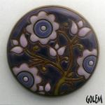 large round cabochon, purple & orkid