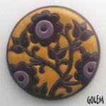large round cabochon, purple & yellow