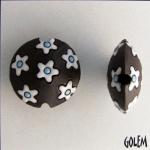 Dark lentil bead, white flowers