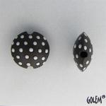 white polka dots on dark, lentil, size S