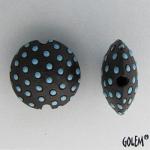dark lentil, blue polka dots