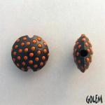 orange polka dots on dark, lentil, size 