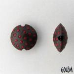 Red polka dots on dark, lentil, size 